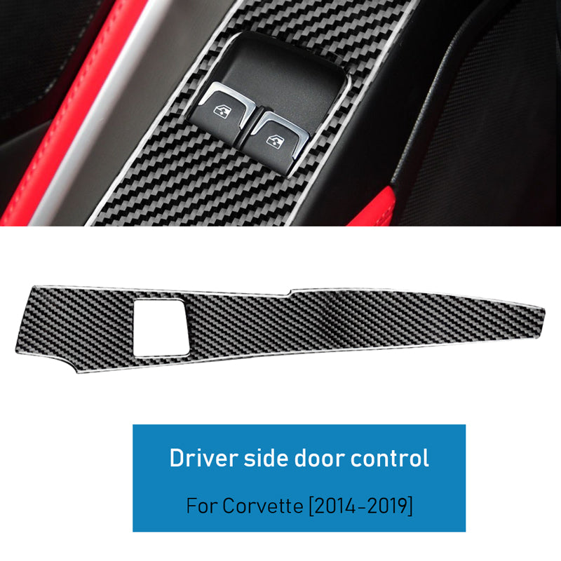 DynaCarbon™️ Carbon Fiber Side Door Window Control 8 PCS Kit Carbon Fiber for Chevrolet Corvette 2014-2019