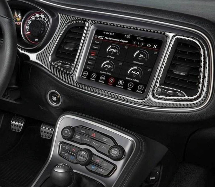 DynaCarbon™️ 4 PCS Carbon Fiber Full Dash Kit Overlay for Dodge Challenger 2015-2023