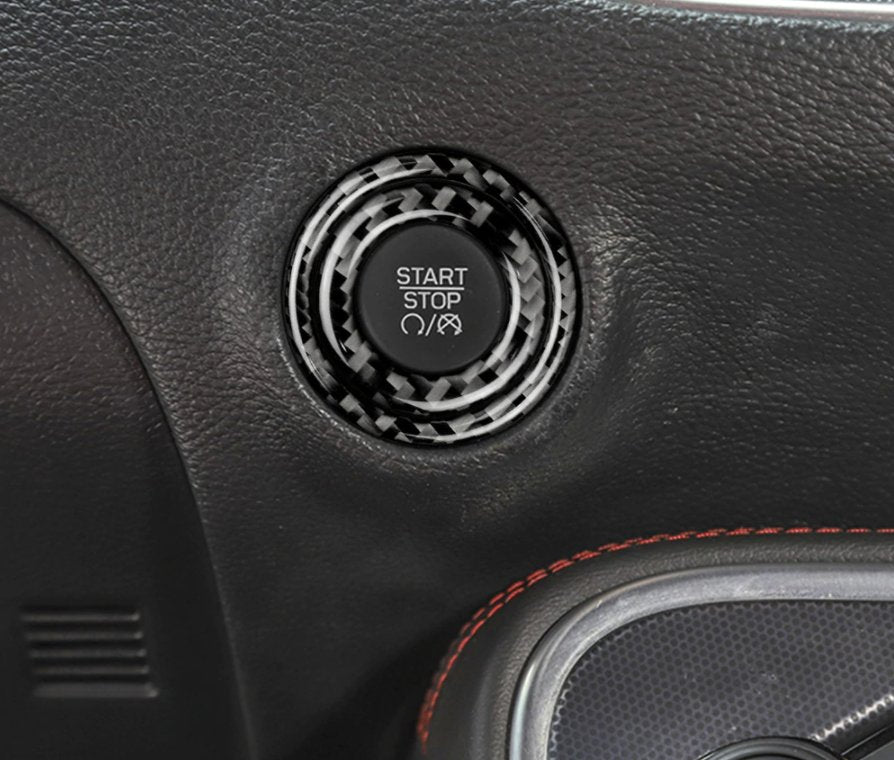 DynaCarbon™️ Carbon Fiber Car Engine Start Stop Button Cover for Dodge Challenger 2015-2023