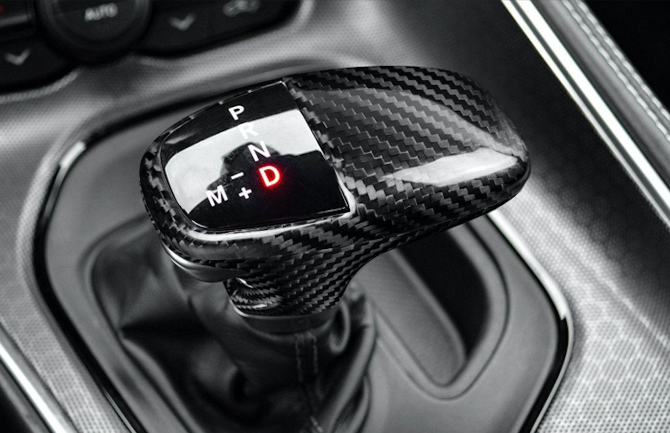 DynaCarbon™️ Hard Carbon Fiber Gear Shift Knob Cover for Dodge Challenger Charger 2015-2023